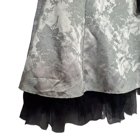 Jessica McClintock Gunne Sax 7 8 Dress Strapless Floral Metallic Brocade Tulle - Picture 14 of 16